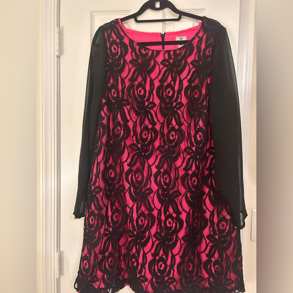 Fushia and Black Rose Dress